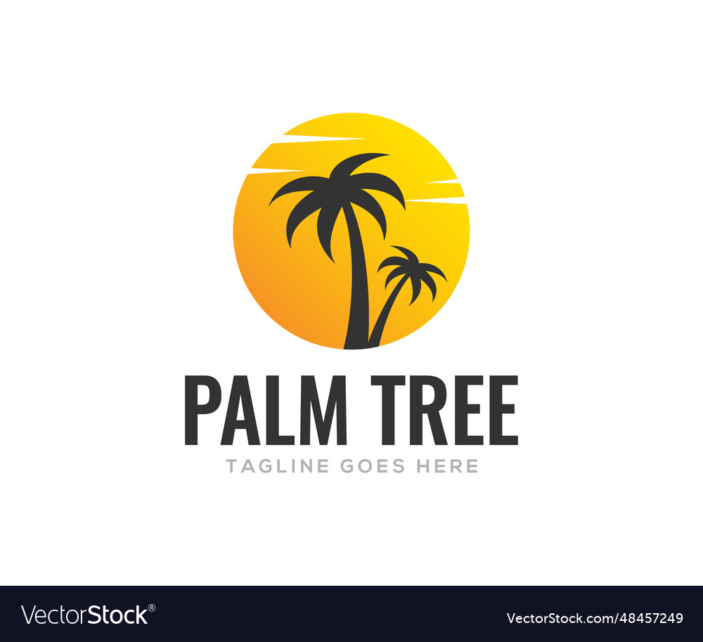 Palm tree logo design or summer Royalty Free Vector Image