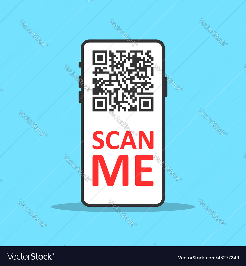 Qr code scan icon in flat style mobile phone vector image Qr code scan icon in flat style mobile phone