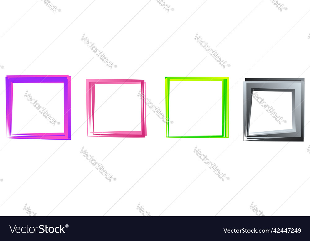 Random square contour frame border element vector image Random square contour frame border element