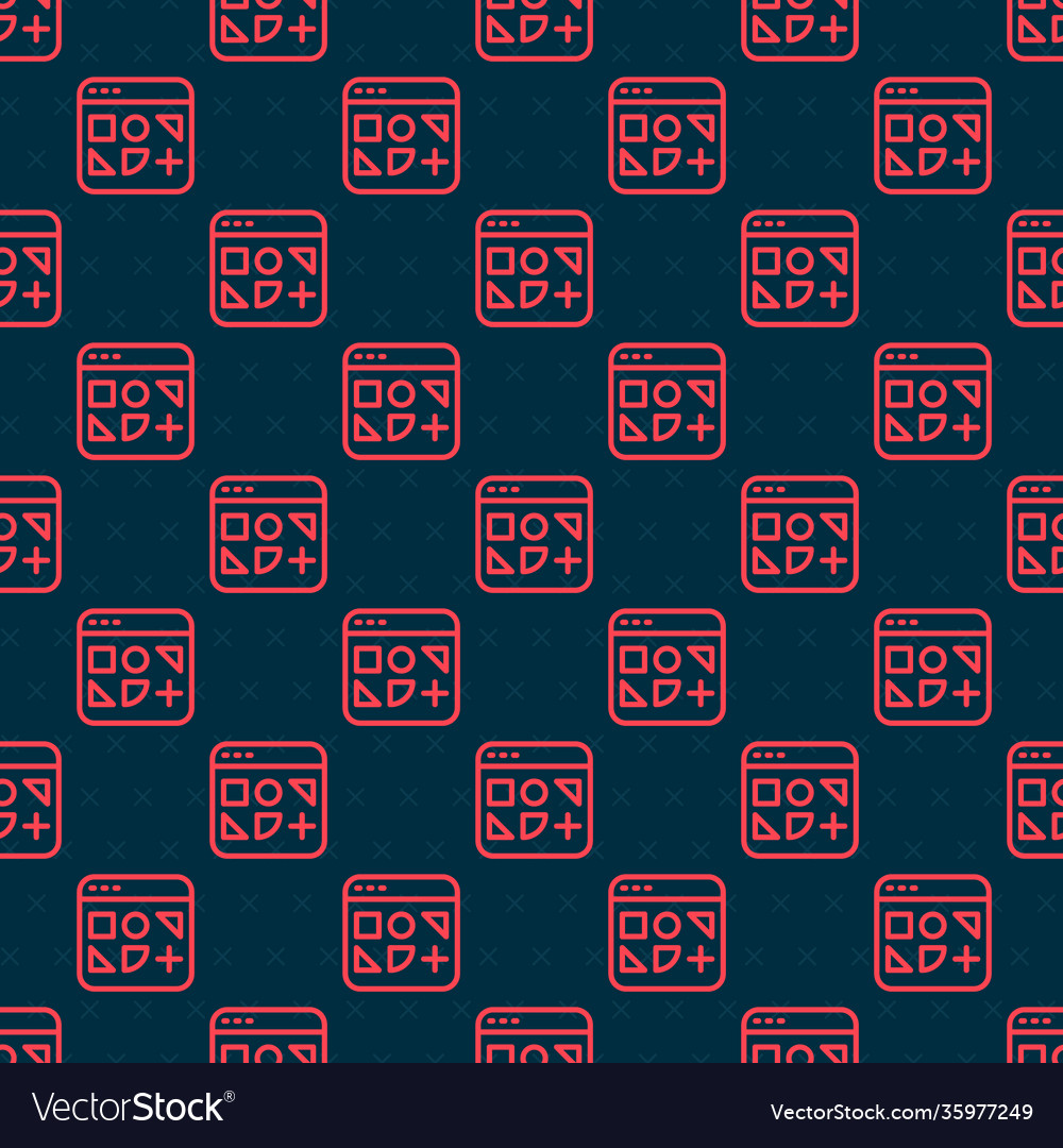 Red line different files icon isolated seamless vector image Red line different files icon isolated seamless
