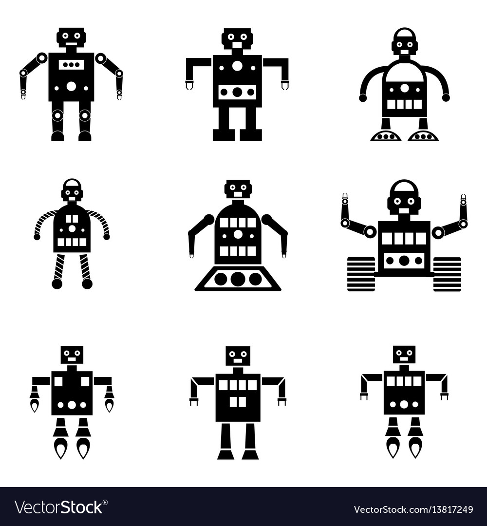 Robot icons set vector image Robot icons set