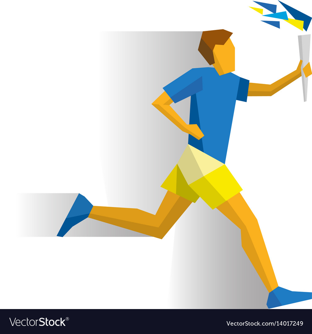 Running torchbearer sportsman with torch Vector Image