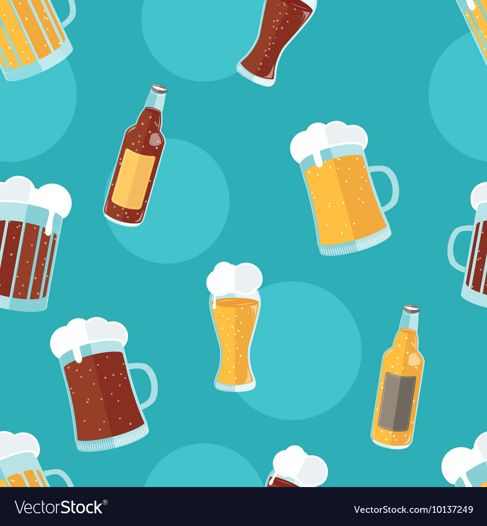 Seamless pattern with flat icons of beer