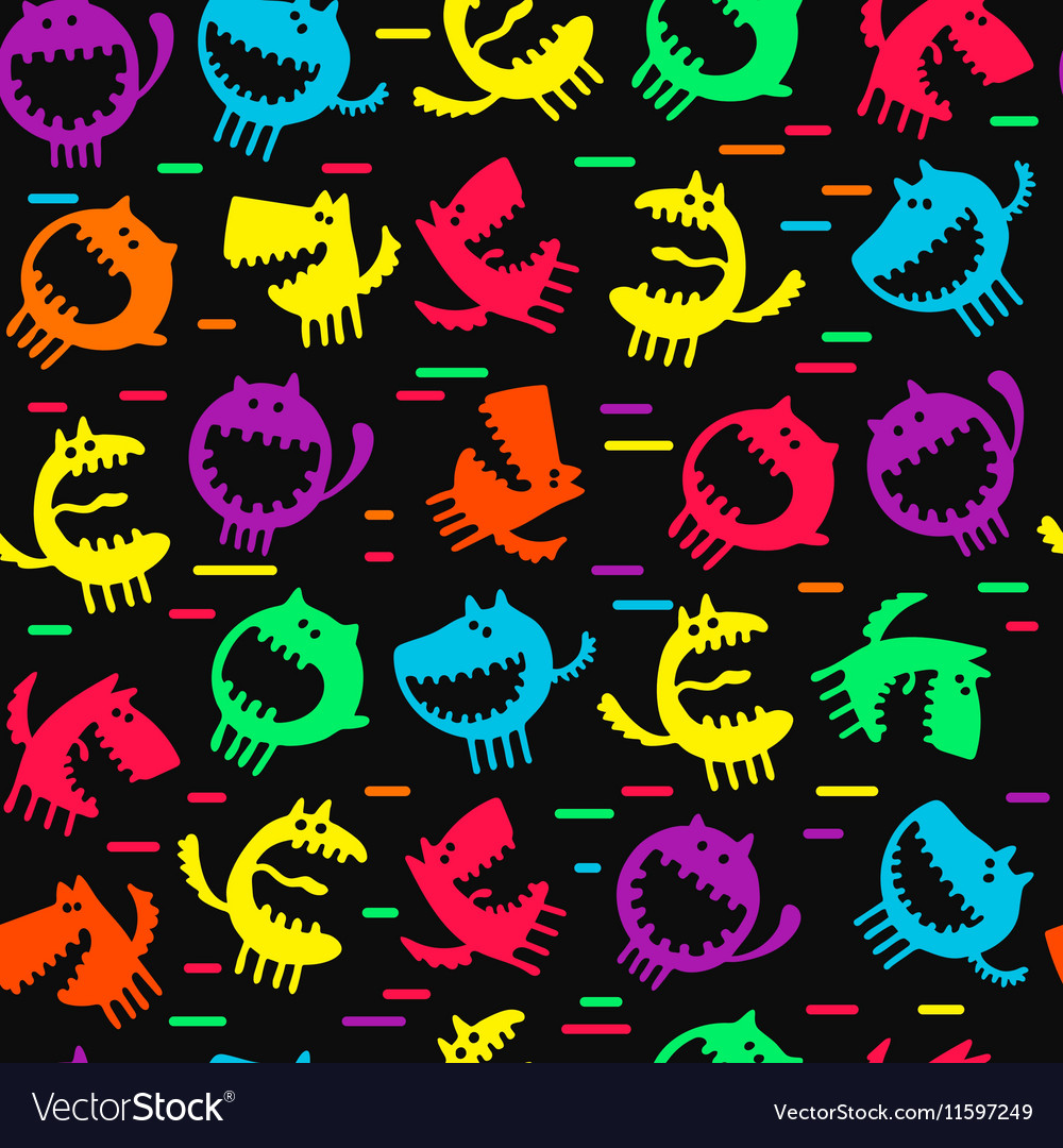 Seamless pattern with monsters