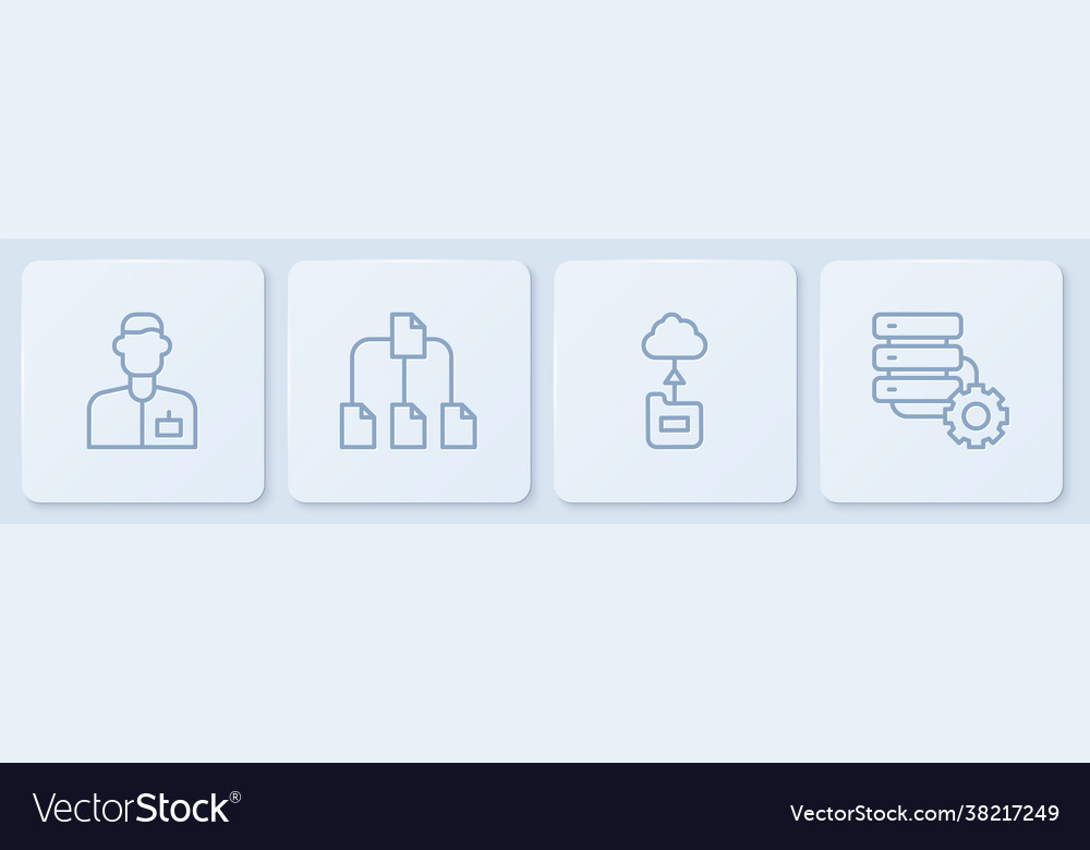 Set line analyst engineer cloud technology data vector image Set line analyst engineer cloud technology data
