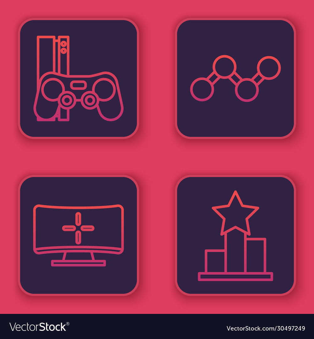 Set line game console with joystick computer vector image Set line game console with joystick computer