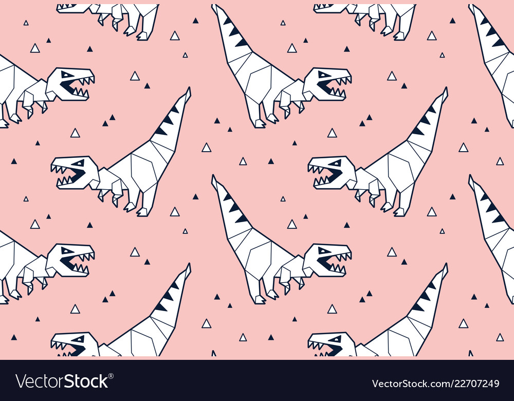Simple dinosaurs origami pattern background vector image Simple dinosaurs origami pattern background