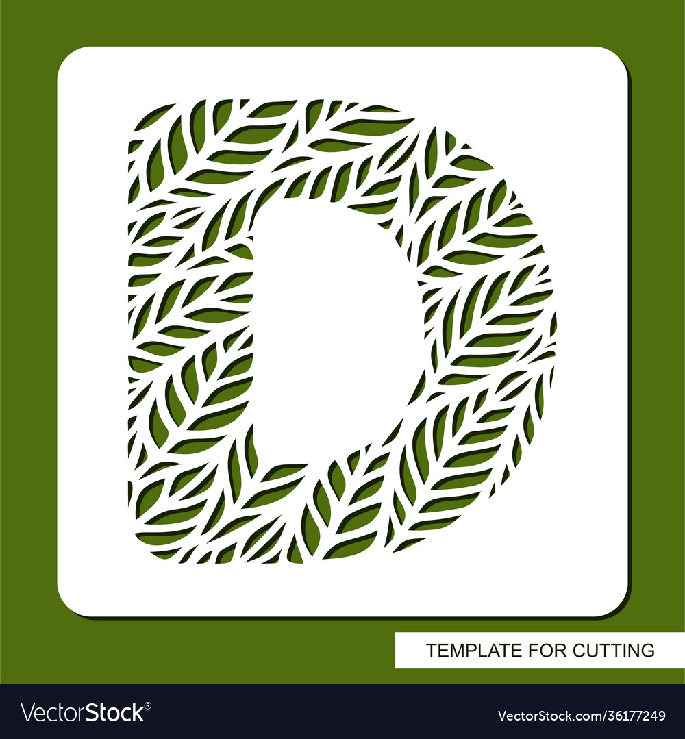 stencil-with-letter-d-made-from-leaves-royalty-free-vector