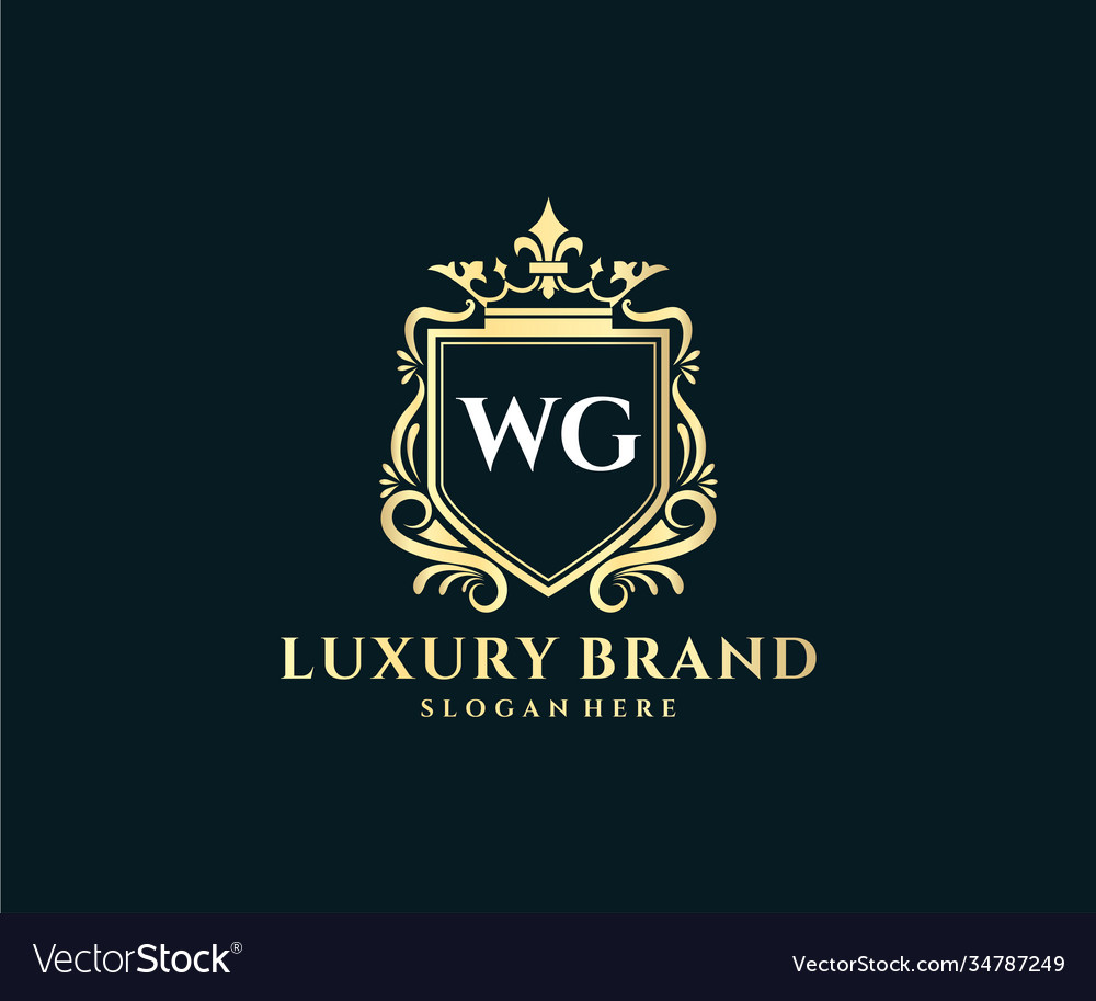 Wg initial letter gold calligraphic feminine