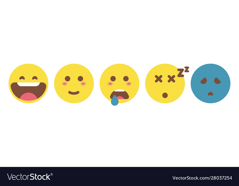 5 cute flat emoticon set