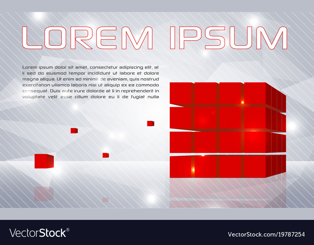 Abstract colorful background with red cubes