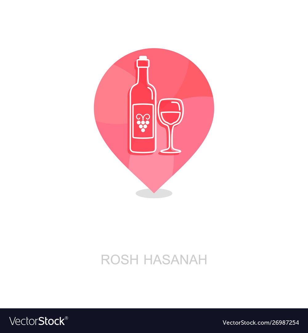 Flasche Wein und Glas rosh hashanah Ikone