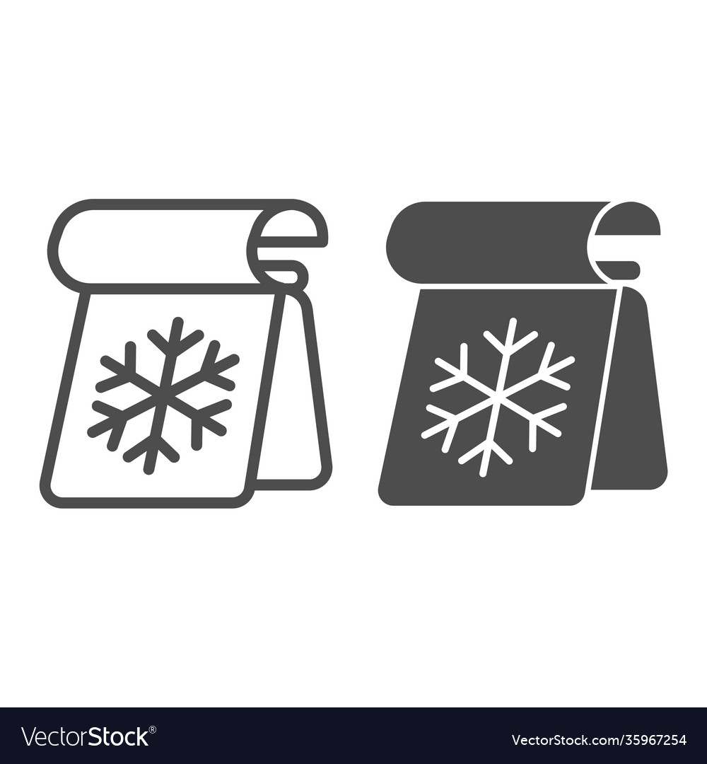 Calendar with snowflake line and solid icon