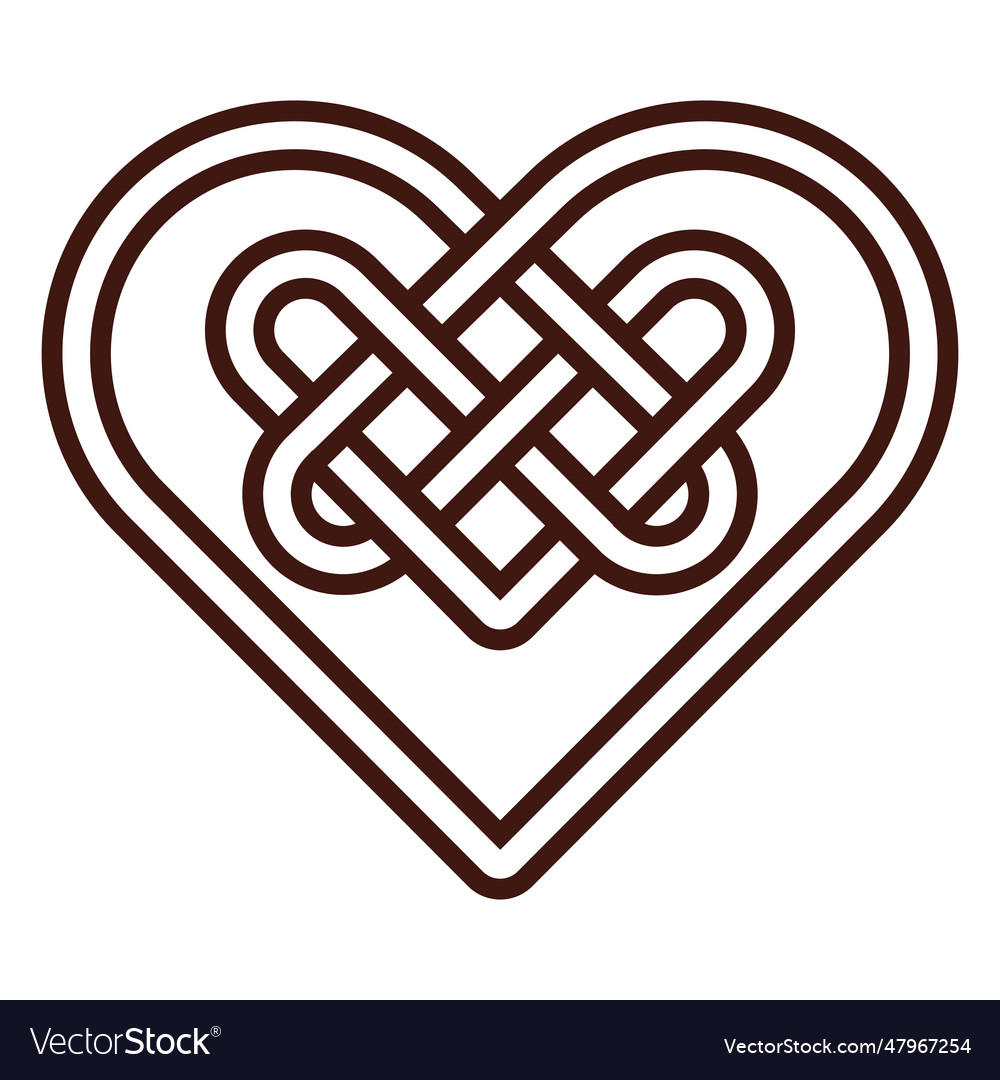 Celtic heart knot stroke Royalty Free Vector Image