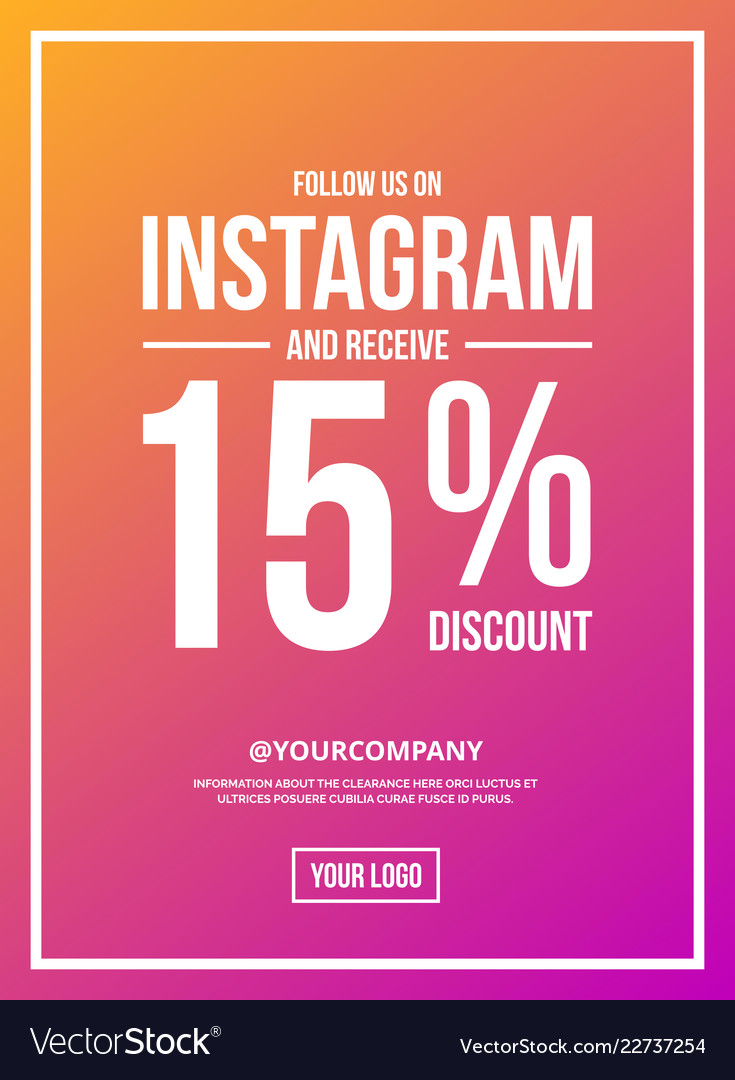 Follow Us On Instagram Sign Poster Royalty Free Vector Image