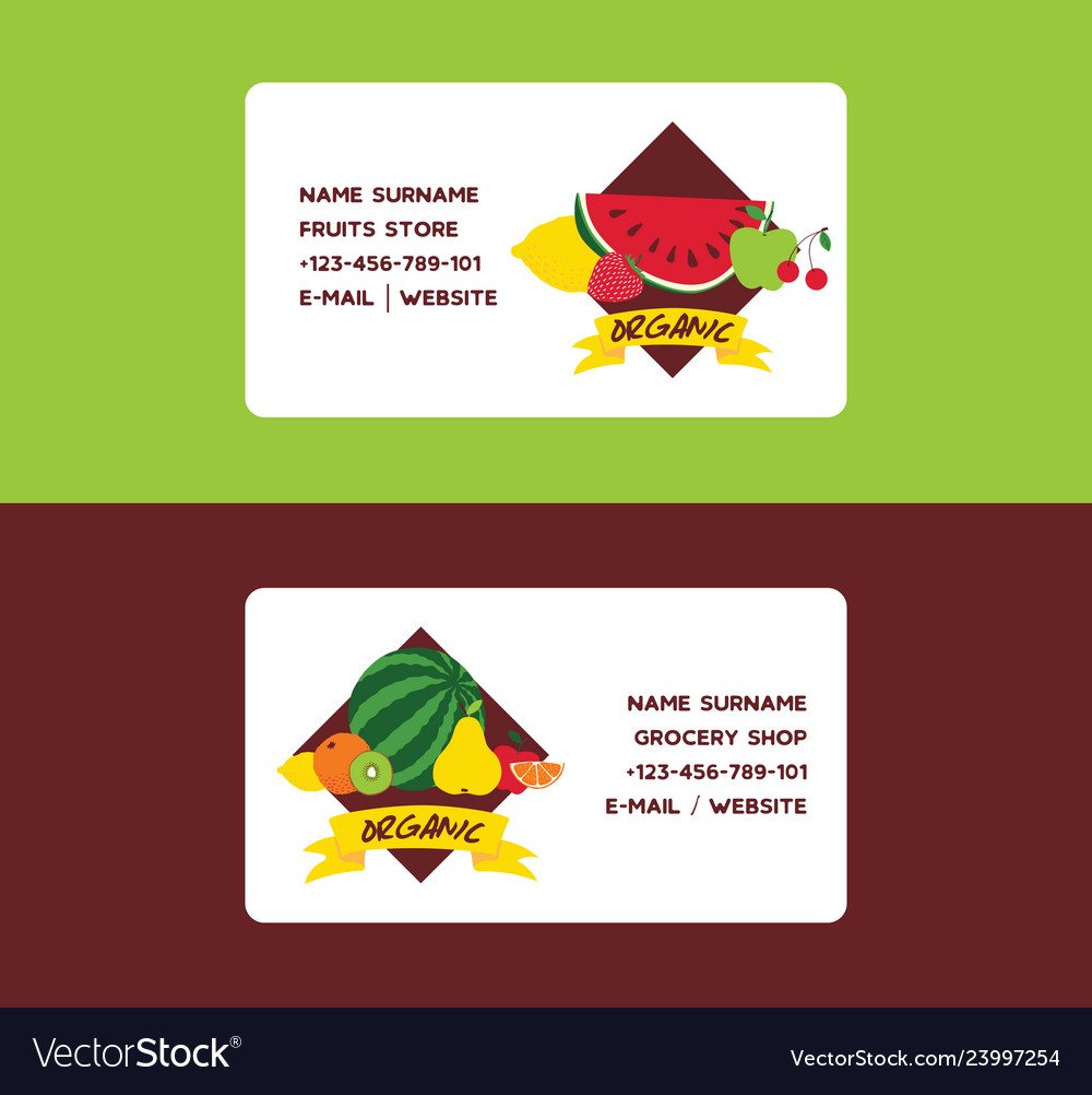 Fruit fruity business card background vector image Fruit fruity business card background