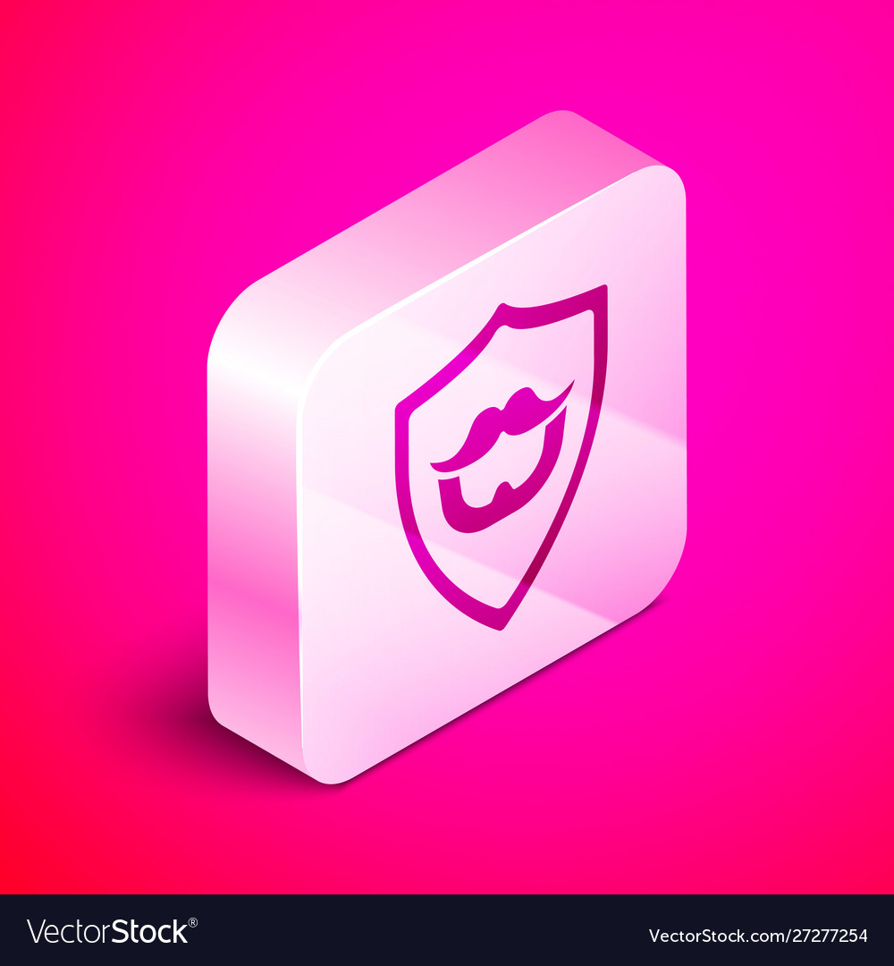 Isometric mustache and beard on shield icon