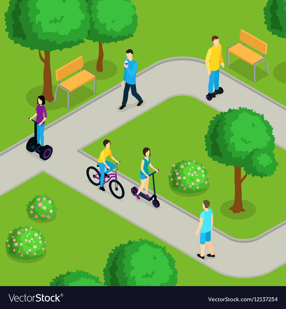 Isometric People Ride Composition Royalty Free Vector Image