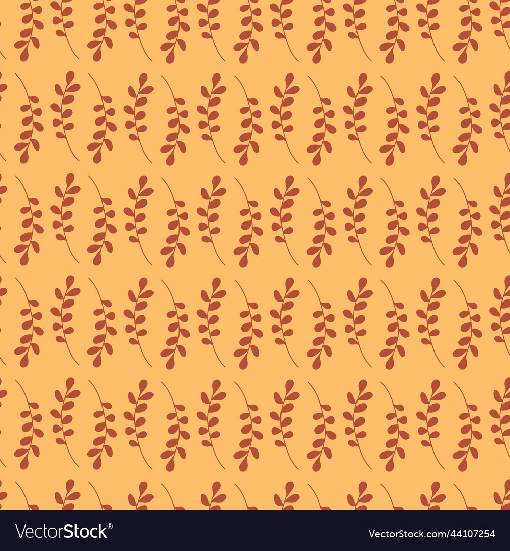 Leaves pattern endless background with red leaf vector image Leaves pattern endless background with red leaf