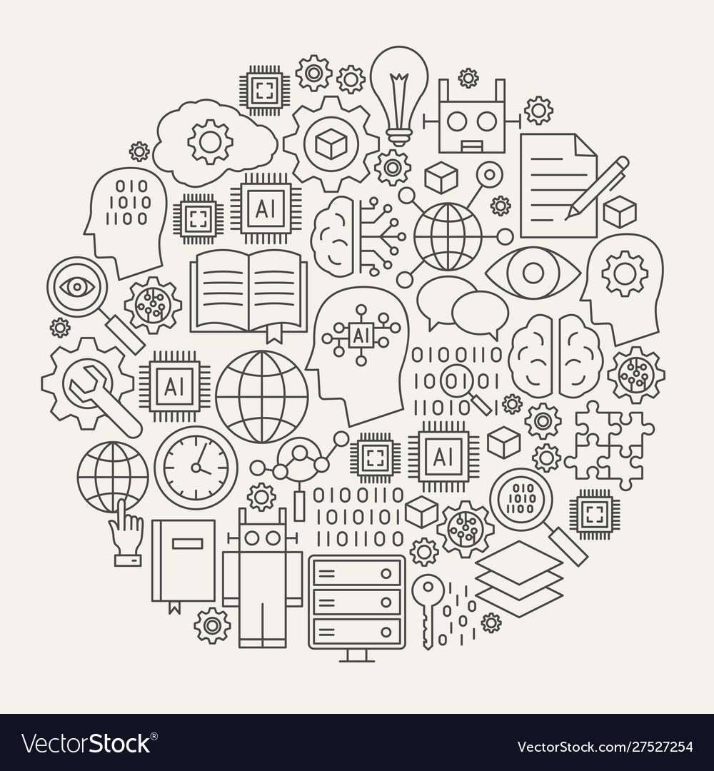 Machine Learning Icons - Circle Set