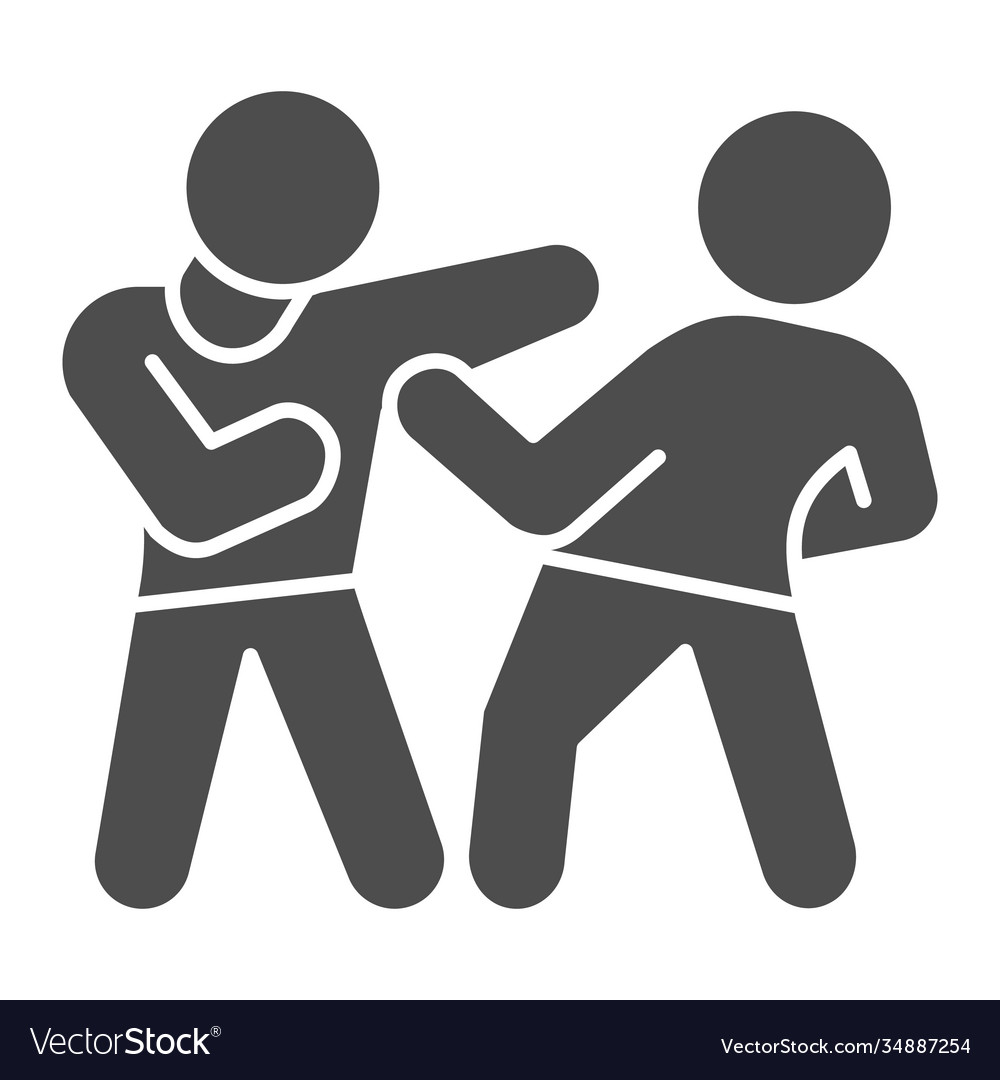 Man defending herself from bandit solid icon self vector image Man defending herself from bandit solid icon self
