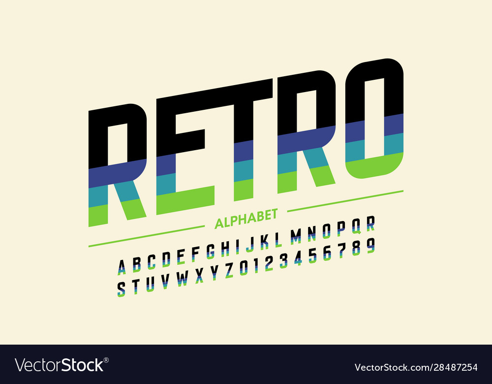 Modern retro style font design alphabet letters Vector Image