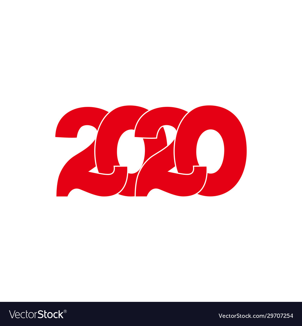 Number 2020 linked curves flat overlapping design