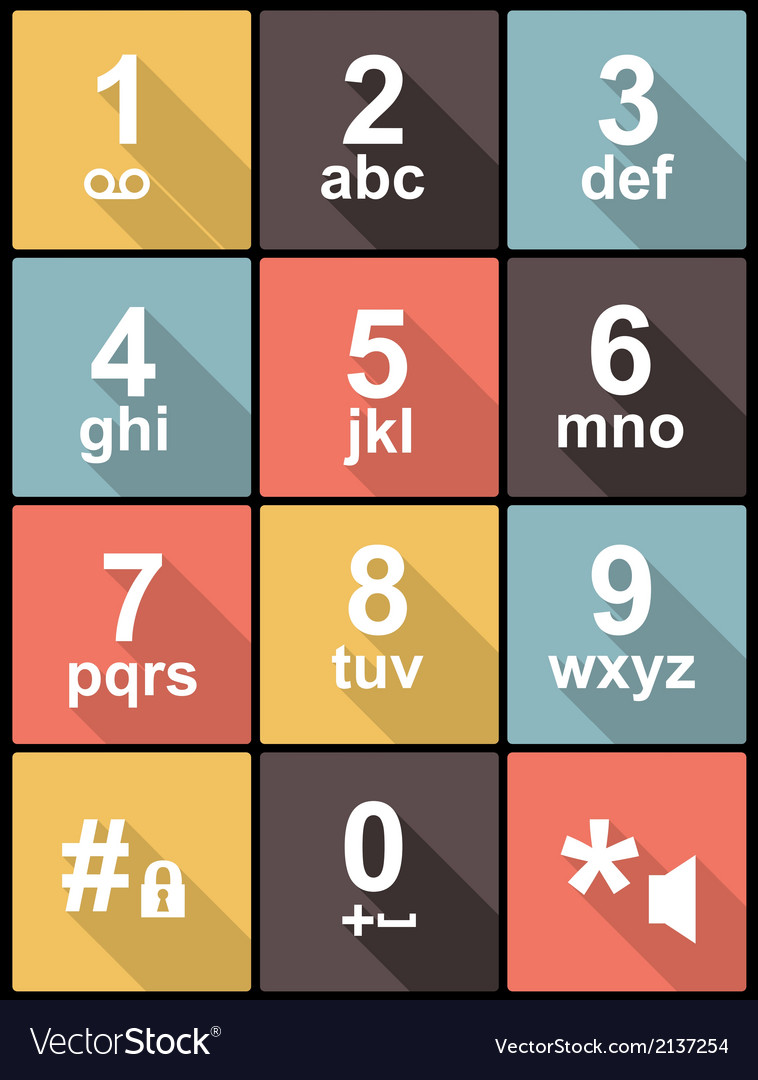 Phone keypad in flat design for web and mobile