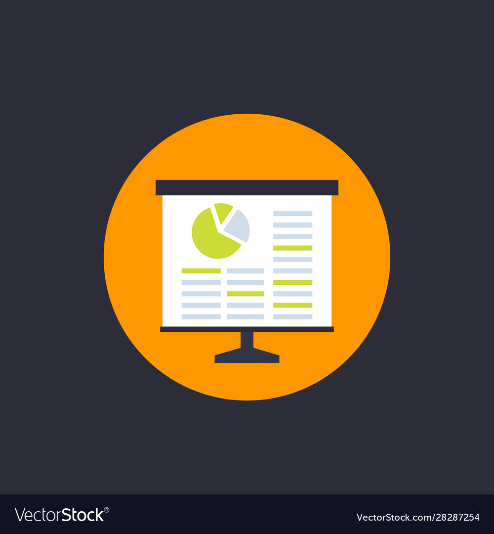 Presentation with statistics data icon