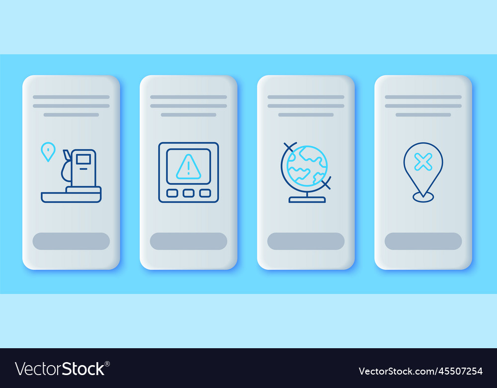 Set line gps device error earth globe location vector image Set line gps device error earth globe location