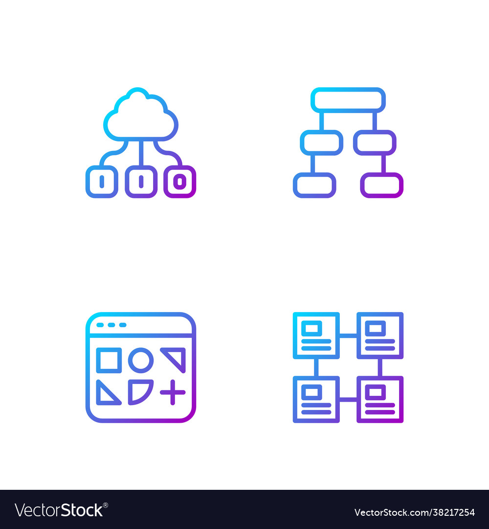 Set line hierarchy organogram chart different vector image Set line hierarchy organogram chart different