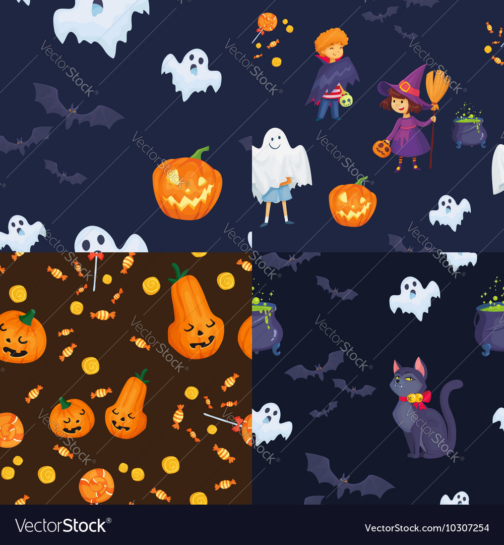 Set of seamless patterns for halloween party