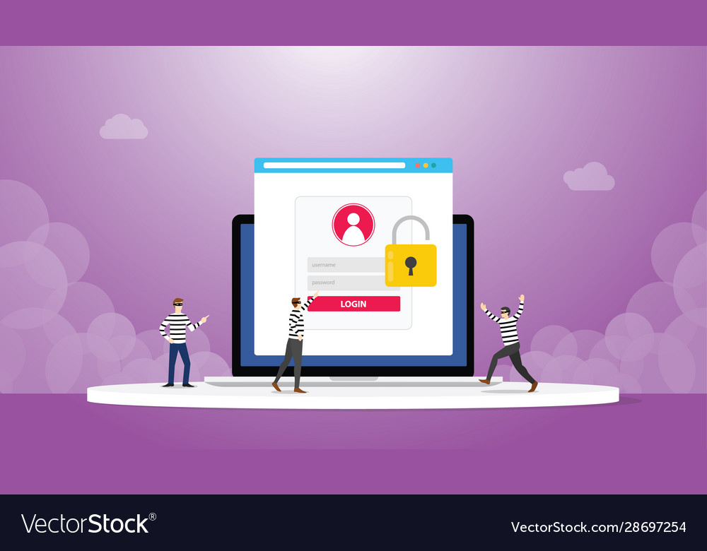 Stealing information data login password phishing vector image Stealing information data login password phishing