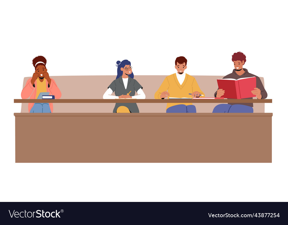 Students listening lecture in university vector image Students listening lecture in university