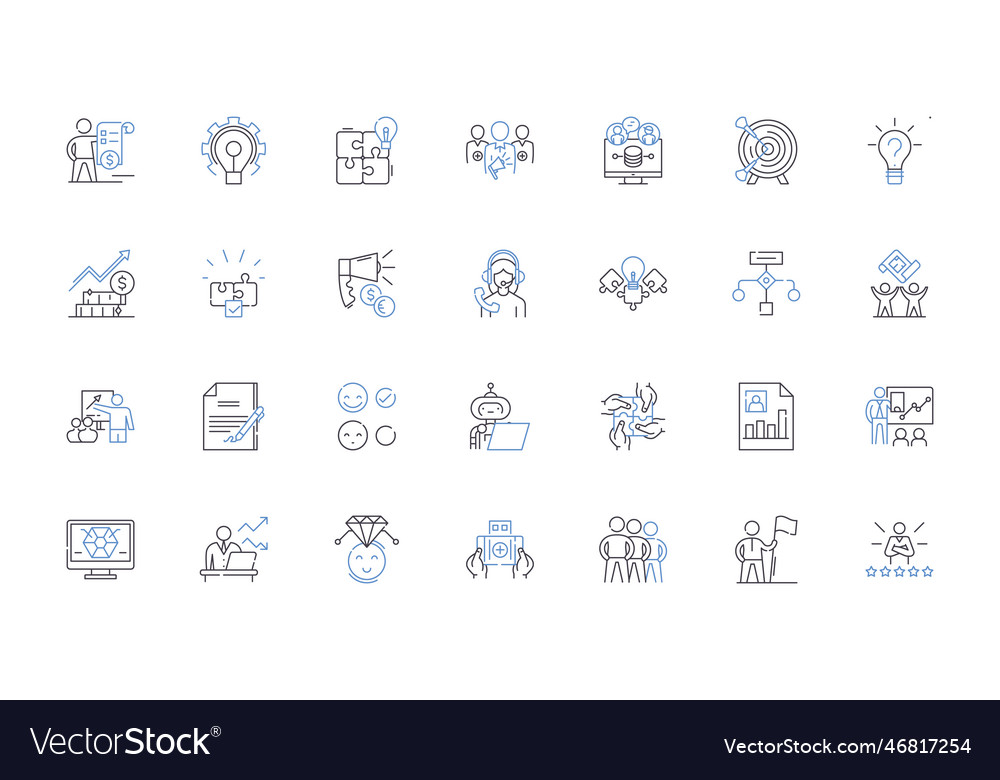 Task line icons collection assignment project vector image Task line icons collection assignment project