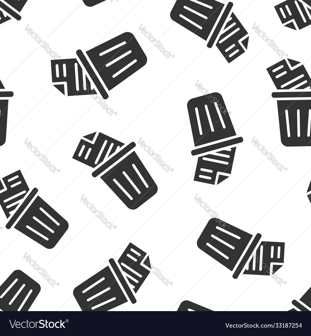 Trash bin with document icon in flat style paper vector image Trash bin with document icon in flat style paper