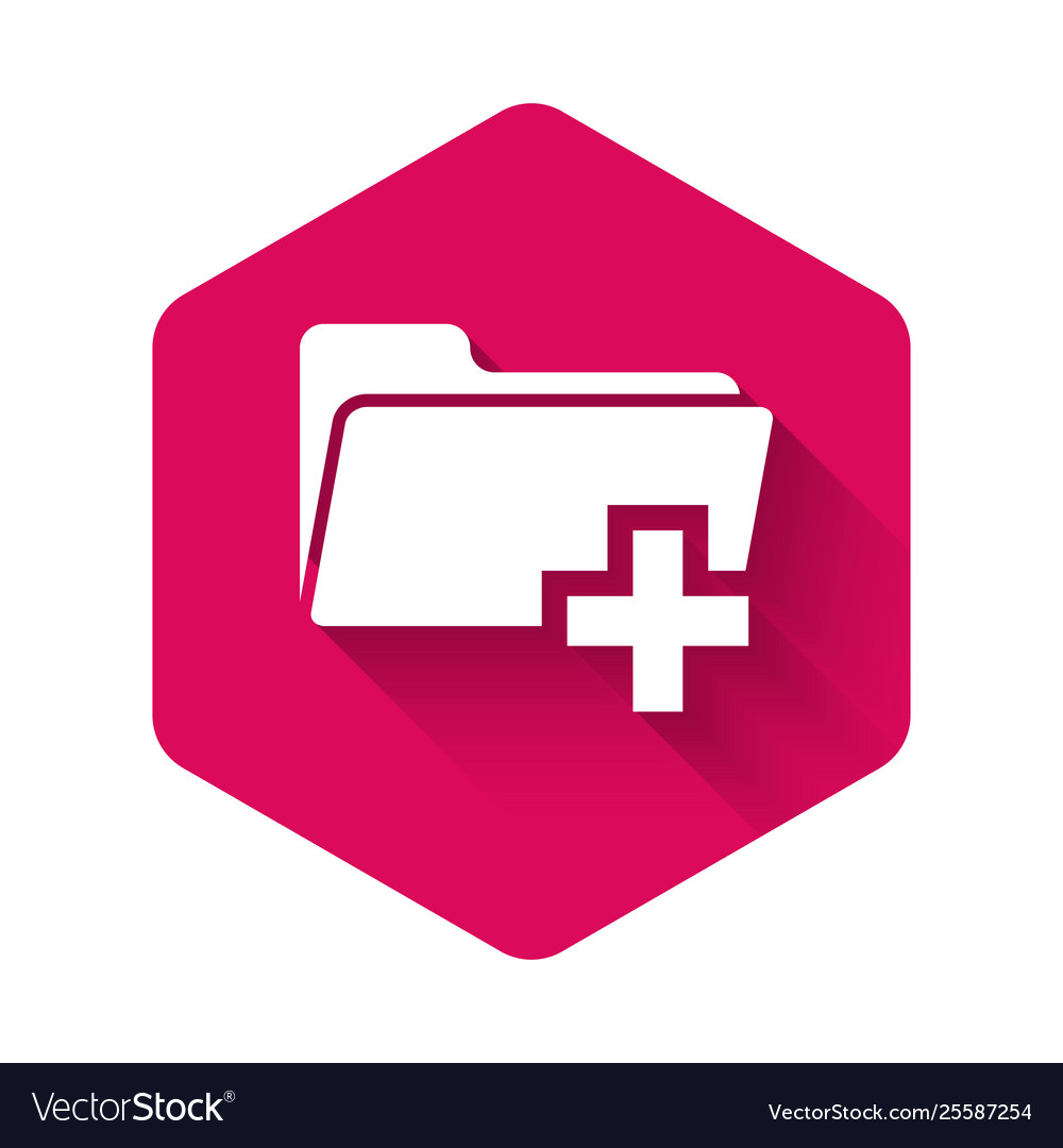 White add new folder icon isolated with long vector image White add new folder icon isolated with long