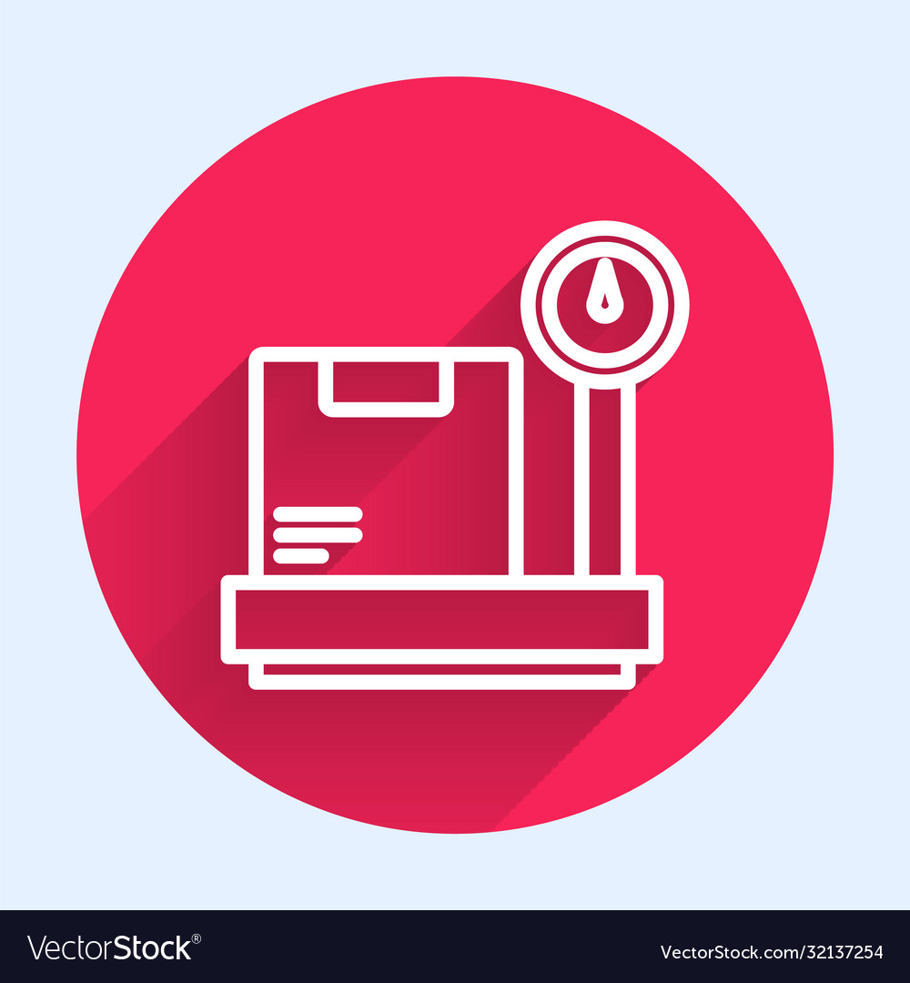 White line scale with cardboard box icon isolated vector image White line scale with cardboard box icon isolated