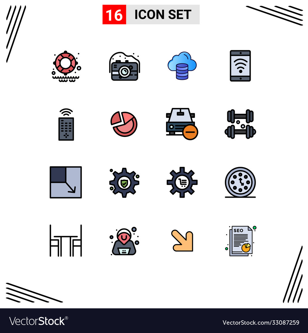 16 universal flat color filled lines set for web