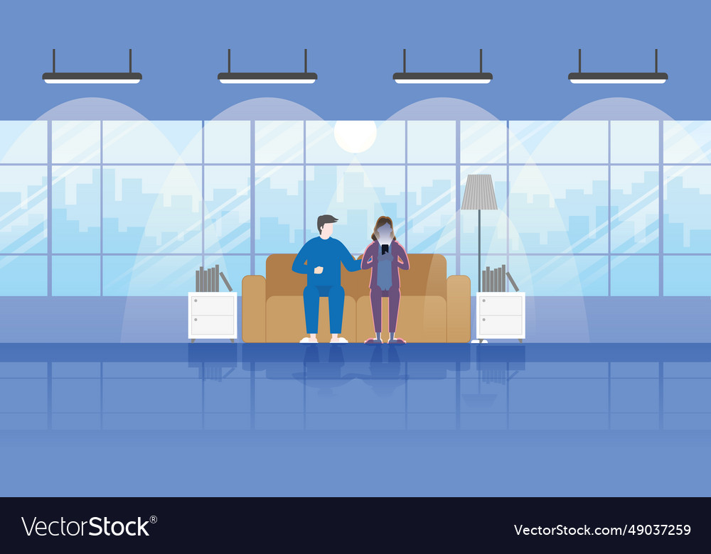 Addict social network use application in mobile vector image Addict social network use application in mobile
