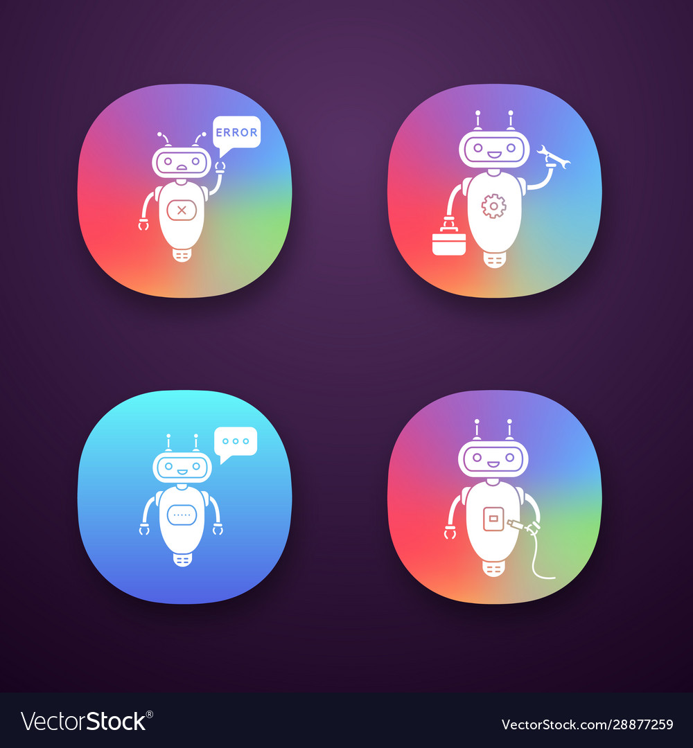 Chatbots app icons set