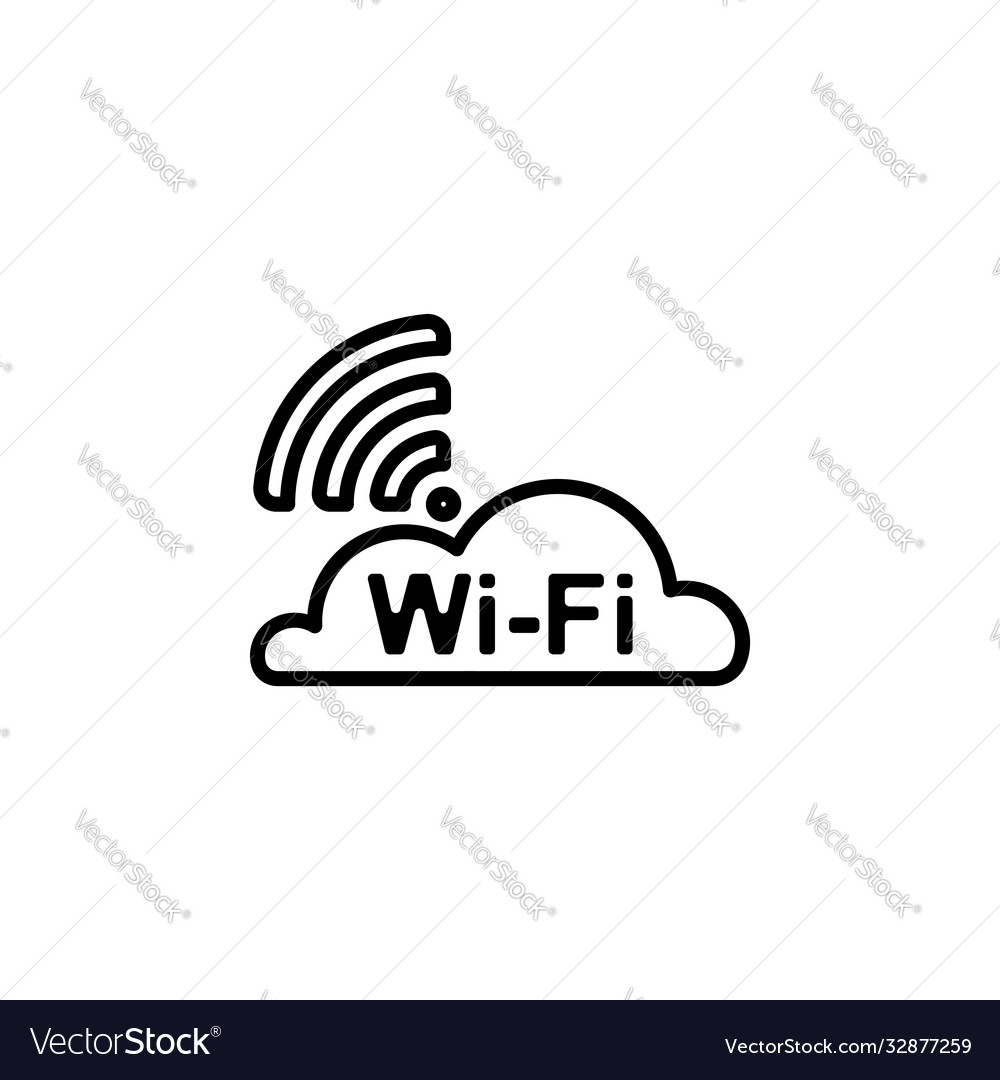 Cloud wifi linear icon network