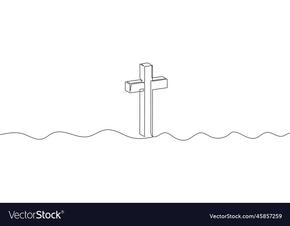 Continuous line drawing of christian cross Vector Image Continuous line drawing of christian cross