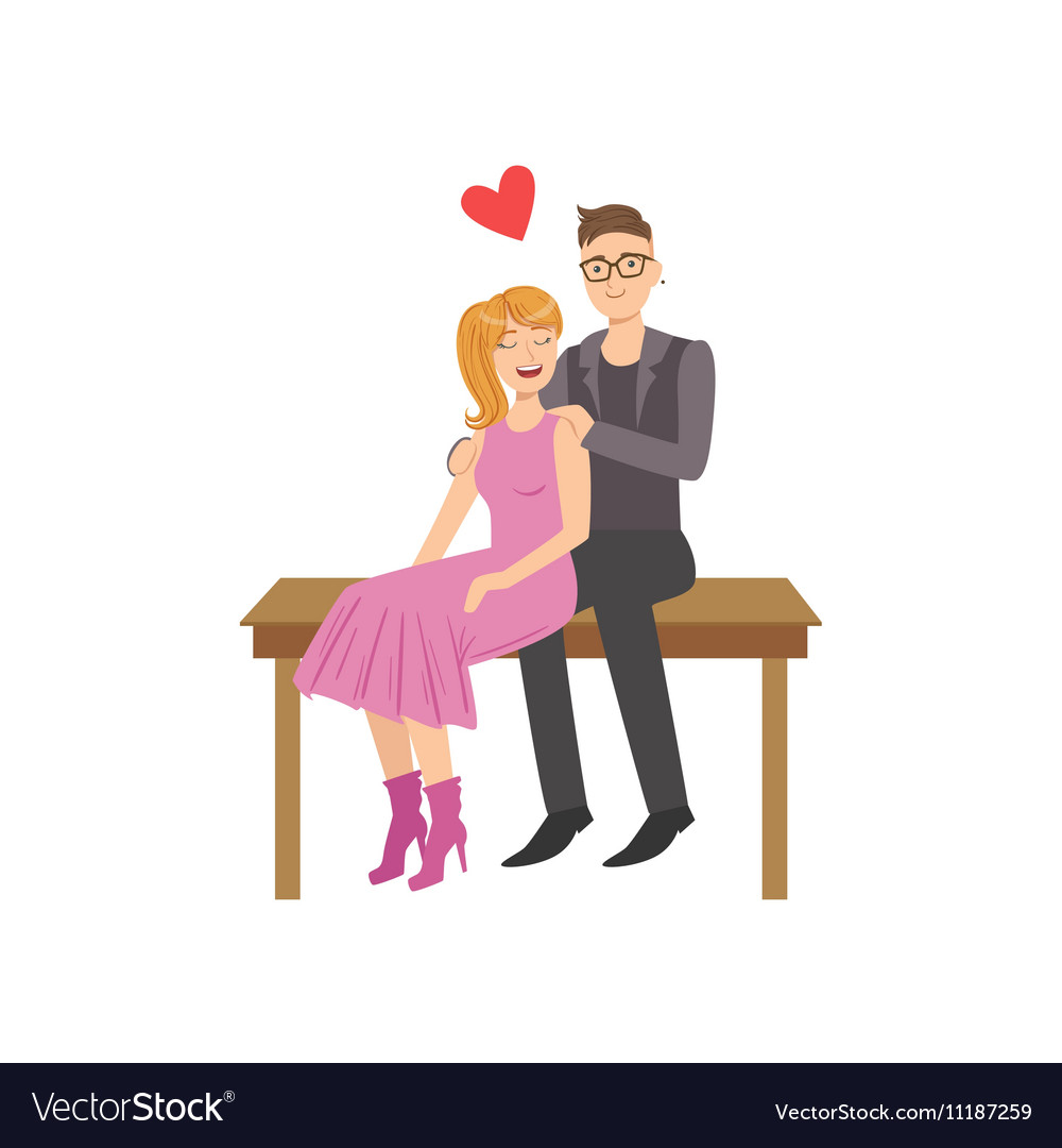 Couple in love sitting on the bench