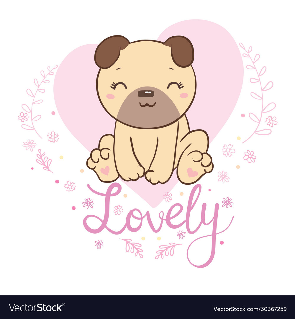 Cute puppy pug on a white background wants Vector Image