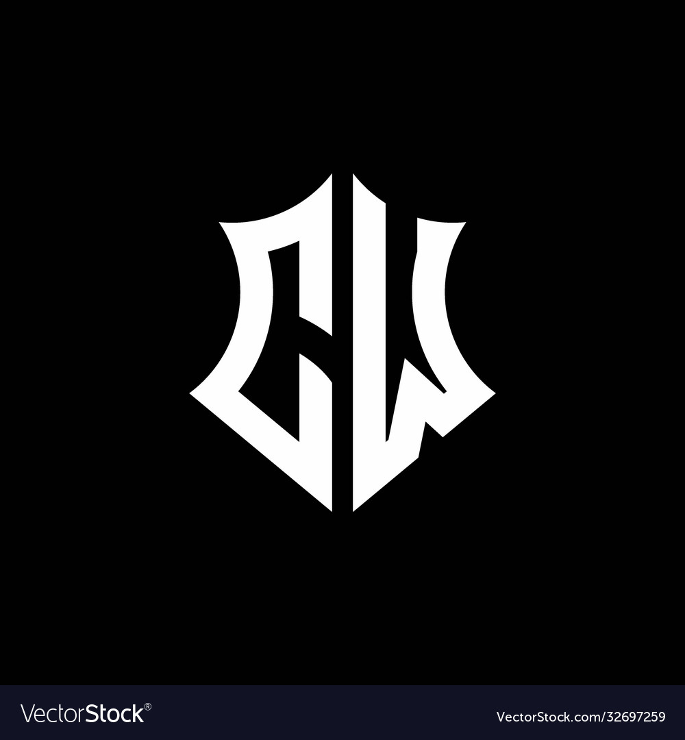 Cw monogram logo with a sharp shield style