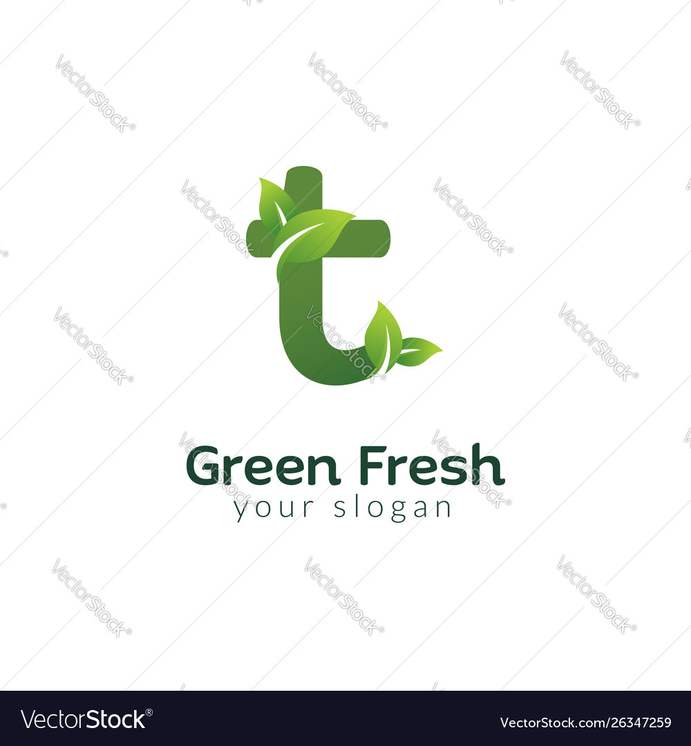 Eco Green Letter T Logo Design Template Royalty Free Vector