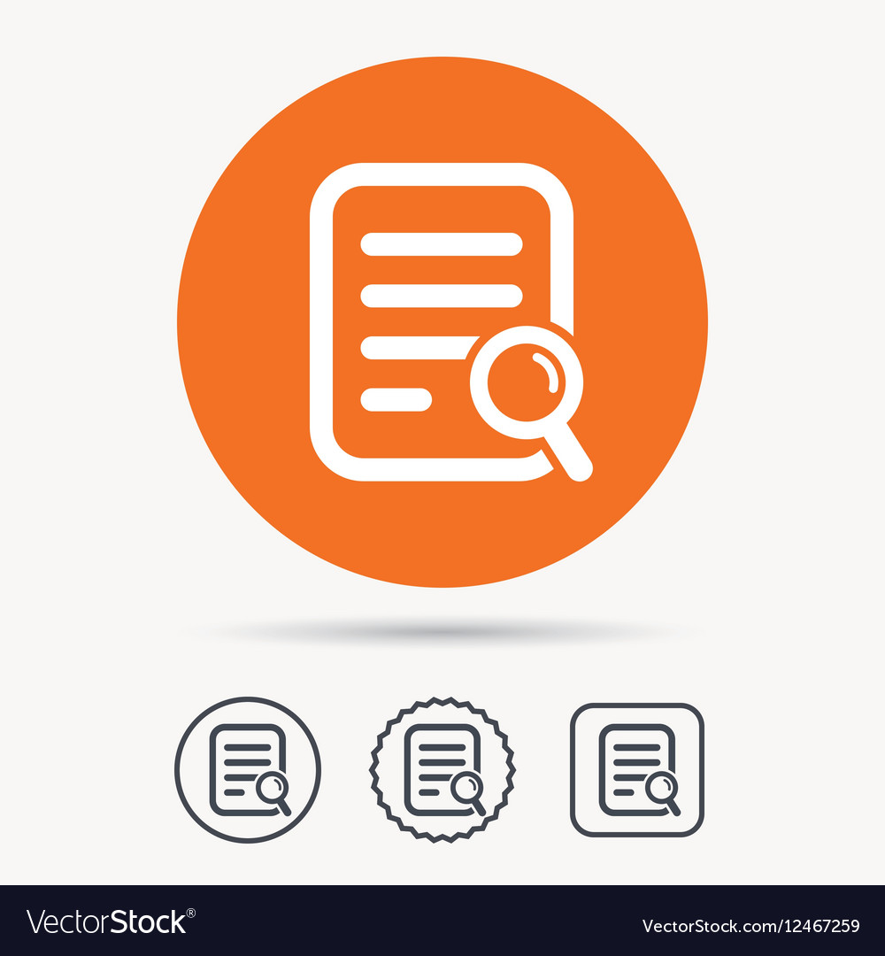 File search icon document page with magnifier