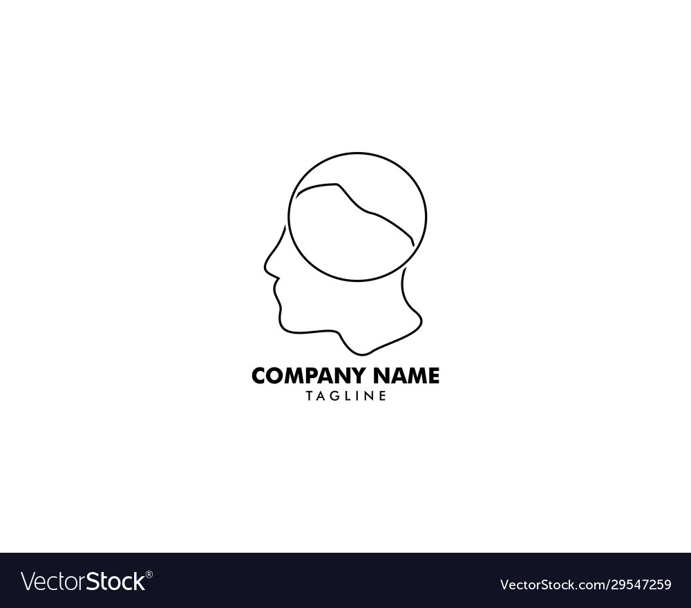 Head people art line logo design template