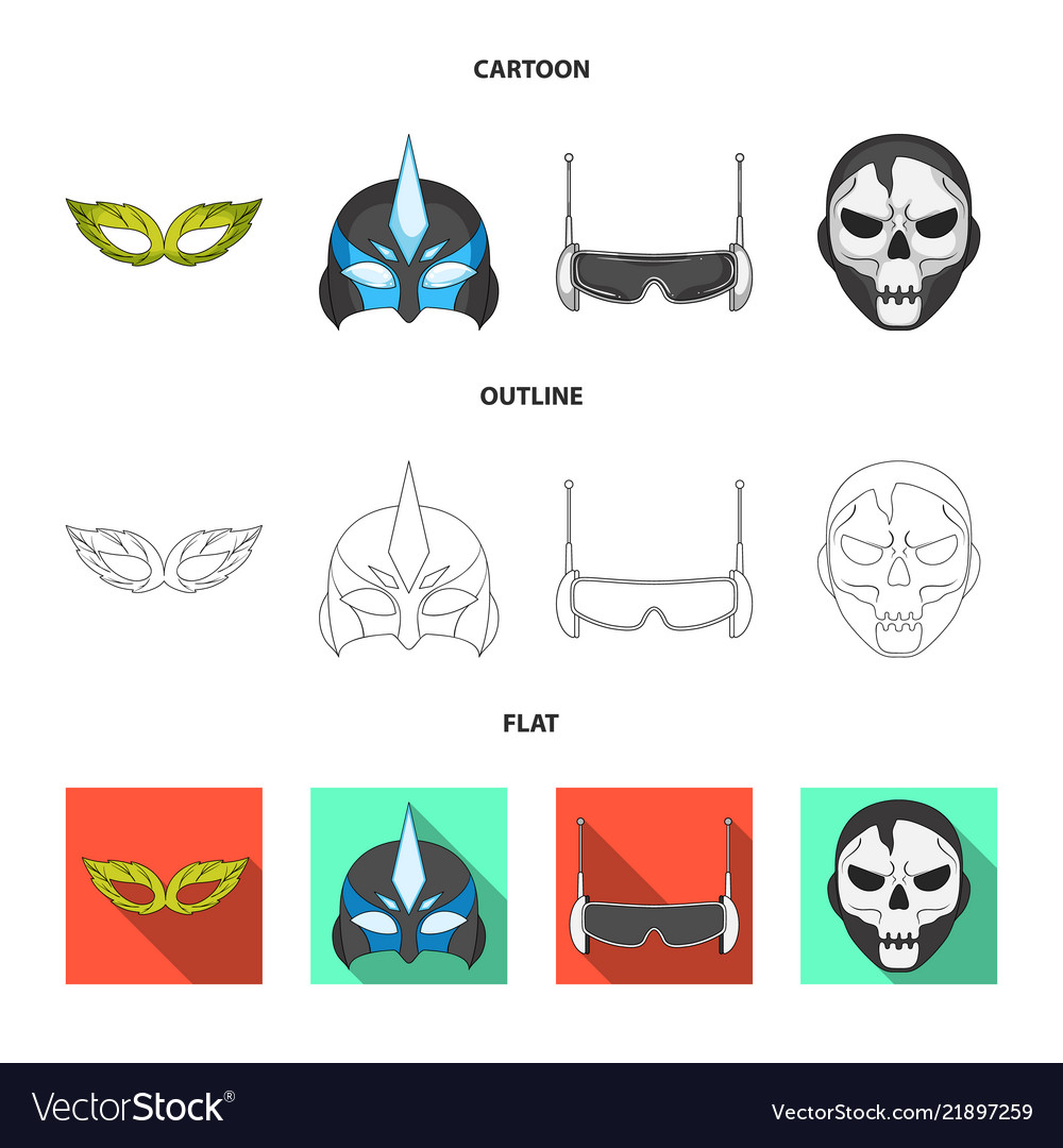 Isolated object of hero and mask symbol set vector image Isolated object of hero and mask symbol set